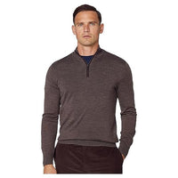 Thumbnail for Hackett London Herren Merino Silk Hzip Pullover, Braun (Bark), Small im Sale