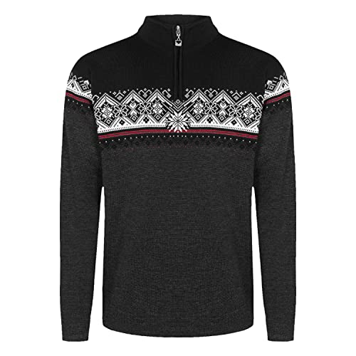 Dale of Norway Herren Pullover ST. Moritz Masculine Sweater, Dark Charcoal/Raspberry/Black/Off White, im Sale