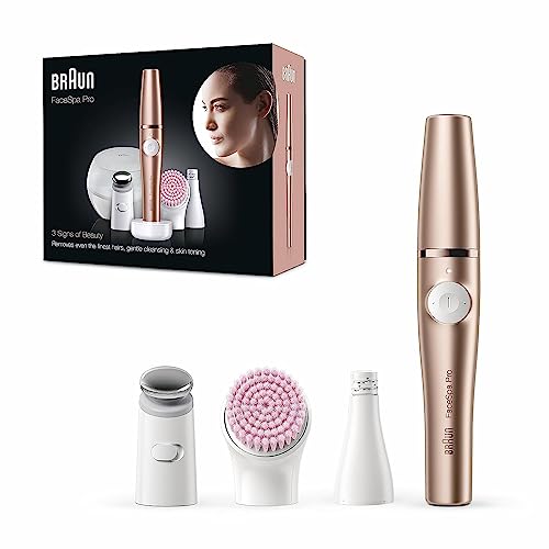 Braun FaceSpa Pro Beauty Set with facial epilator for women / facial beard remover, facial cleansing brush, storage box, hair removal, cleansing and skin tightening, SE921 on sale