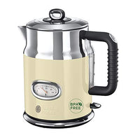 Thumbnail for Russell Hobbs Wasserkocher [1,7l, 2400W] Retro Creme & polierter Edelstahl (Schnellkochfunktion, Wassertemperaturanzeige im Retrodesign, außenliegende Wasserstandsanzeige) Vintage Teekocher 21672-70 im Sale