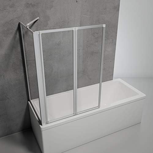 Schulte Duschabtrennung für Badewanne Smart, Höhe: 121 cm, 2-teilig mit Seitenwand 73-76 cm, 3 mm Sicherheitsglas (ESG) Klar hell, inkl. Klebemontage, Alu-natur, D133275 01 50 im Sale