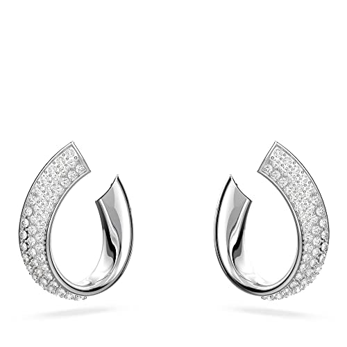 Swarovski Exist Kreolen, Rhodinierte Ohrringe mit Klaren Swarovski Kristallen im Sale