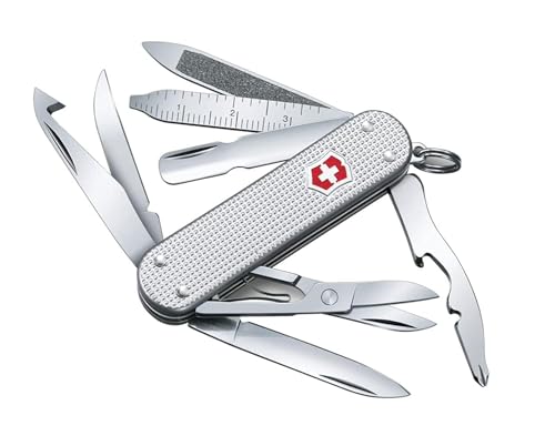 VICTORINOX Swiss Army Knife Mini Champ Alox, Small, 15 Functions, Swiss Made, Multitool with Letter Opener, Bottle Opener, Wire Stripper, Silver on Sale