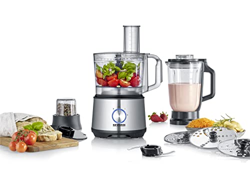 SEVERIN Multifunctional kitchen machine for kneading, stirring, grating, shredding, grinding and much more, food processor with extensive accessories, high-quality multi-chopper, KM 3892 on sale