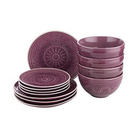 Thumbnail for BUTLERS SUMATRA 12-piece stoneware dinnerware set for 4 people | 4 bowls, breakfast plates, and dinner plates | patterned tableware | dishwasher and microwave safe on sale