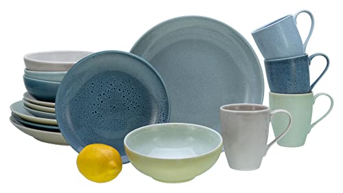 CreaTable, 23844, Serie Reactive Aqua, 16-teiliges Geschirrset, Kombiservice aus Steinzeug, spülmaschinen- und mikrowellengeeignet, Qualitätsproduktion im Sale