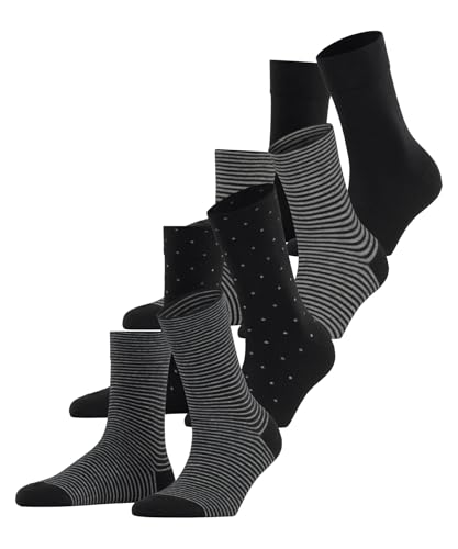 ESPRIT Damen Socken Classic Multipack W So Baumwolle gemustert 4 Paar, Schwarz Black 3000, 36-41 im Sale
