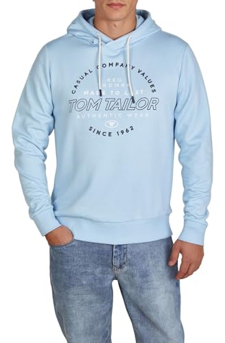 TOM TAILOR Hoodie Herren Regular Fit Kapuzenpullover Pullover Print Schwarz, im Sale