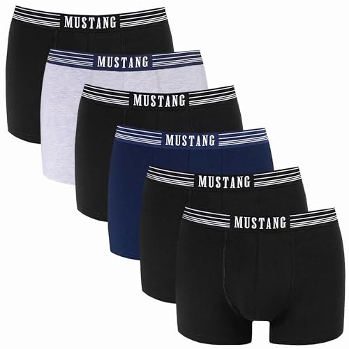 MUSTANG Boxershorts Herren 6er Pack  Baumwoll Passform Atmungsaktiv Unterwäsche Unterhosen Männer Men Retroshorts im Sale