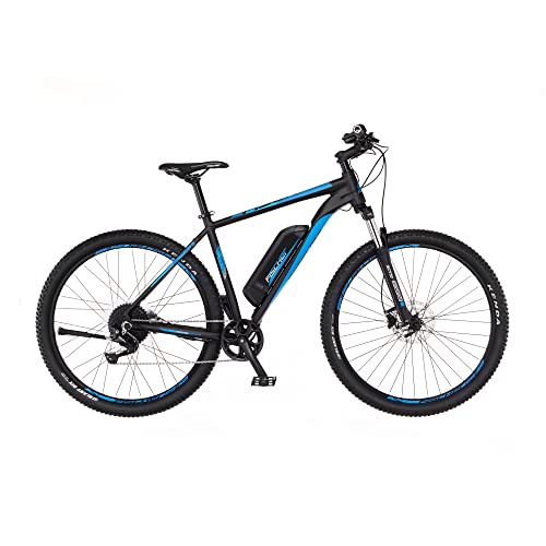 Fischer E-Mountainbike, MONTIS EM 1724.1 E-Bike MTB für Damen und Herren, RH 51 cm, Hinterradmotor 45 Nm, 48 V Akku, matt schwarz - blau, 29 Zoll im Sale