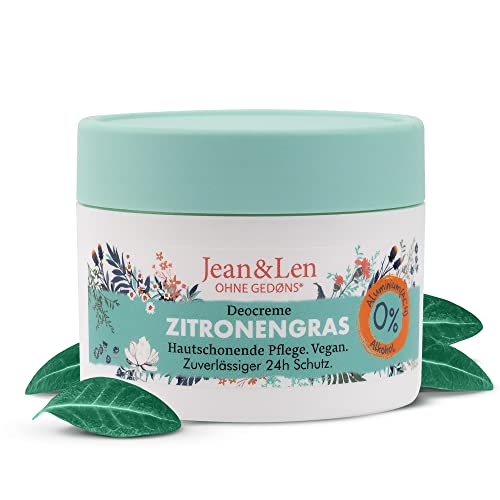 Jean &amp; Len Deodorant Cream Lemongrass, up to 24h reliable protection, practical travel size, easy to apply, invigorating scent, solid deodorant, without aluminum &amp; alcohol, vegan, 50 ml on sale