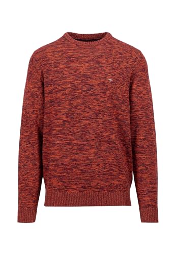 FYNCH-HATTON Men's Mottled Crew Neck Knit Sweater, Navy, on Sale