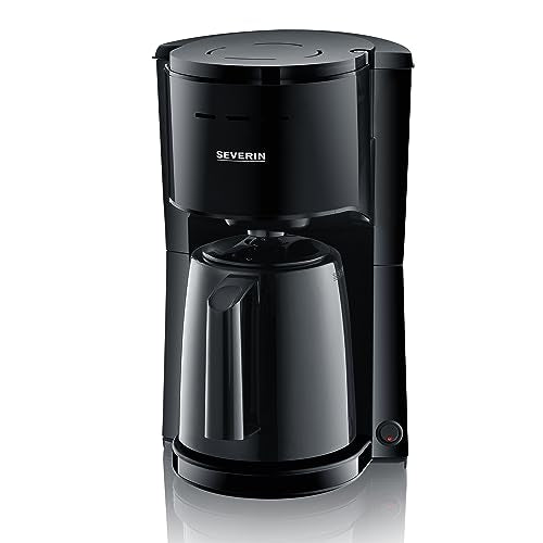 SEVERIN filter coffee machine with thermos flask, coffee machine for up to 8 cups, attractive filter machine with insulated flask, black, 1 liter, KA 9306 on sale
