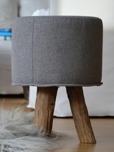Jan Kurtz Kiowa Hocker, Teak, hellgrau, 30x45 im Sale
