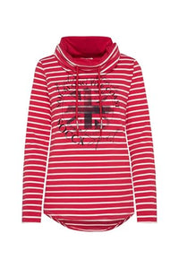 Thumbnail for SOCCX Damen Ringelshirt mit hohem Kragen und Rubber-Artwork Clear Red im Sale
