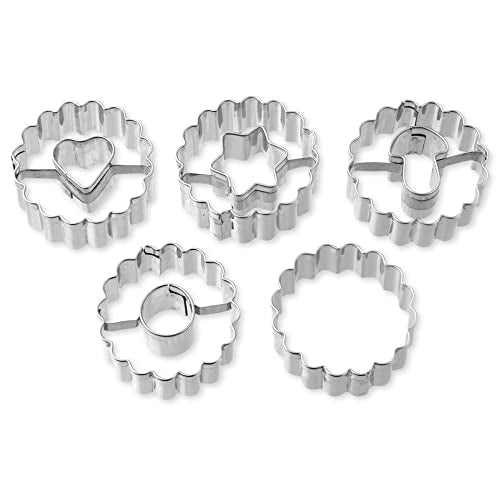 Dr. Oetker Plätzchen Ausstecher Linzer 5er Set – Ausstechformen White Christmas Baking – Plätzchenausstecher aus rostfreiem Edelstahl zu Weihnachten im Sale