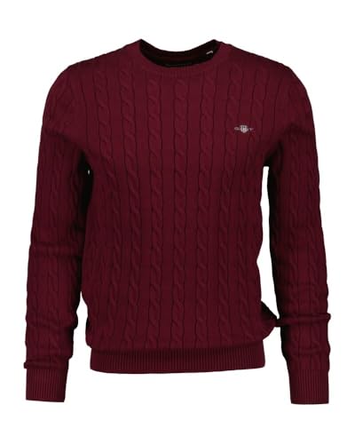 GANT Herren Cotton Cable C-neck Pullover, Schwarz, EU im Sale
