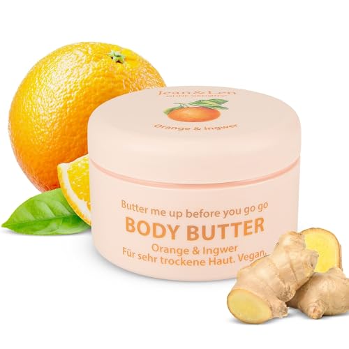 Jean &amp; Len Body Butter Orange &amp; Ginger, provides the skin with sufficient moisture, soft-melting texture, refreshingly spicy scent, vegan formula, without parabens &amp; silicones, 200 ml on sale