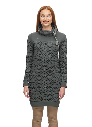 Ragwear Chloe Dress Women's Long Sleeve Dress, Dress, Casual Dress, Sweatshirt Dress, Sweatshirt Dress, Winter Dress, Stand-Up Collar, Green, on Sale