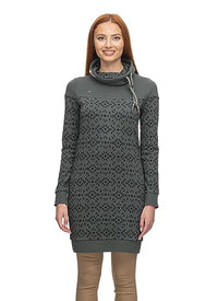 Thumbnail for Ragwear Chloe Dress Women's Long Sleeve Dress, Dress, Casual Dress, Sweatshirt Dress, Sweatshirt Dress, Winter Dress, Stand-Up Collar, Green, on Sale