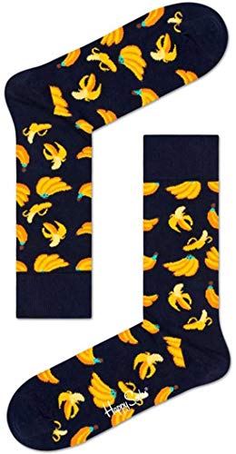 Happy Socks Damen Banana Socken, Blau-Gelb, 4-7 im Sale