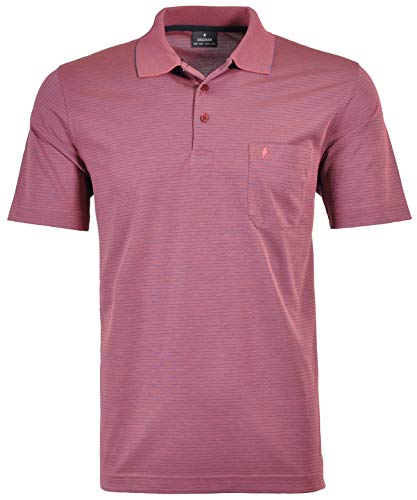 RAGMAN Herren Softknit-Polo fein gestreift M, Hellrot-638 im Sale