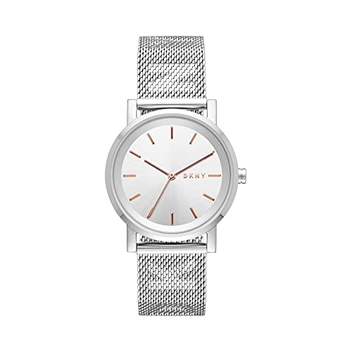 DKNY Damenuhren Soho, Dreizeigeruhrwerk, 34mm Silbernes Edelstahlgehäuse mit Edelstahlarmband, NY2620 im Sale