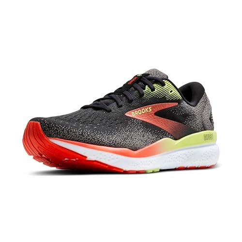 BROOKS Men's Ghost 16 Sneaker, Black/Mandarin Red/Green, 42.5 EU on Sale