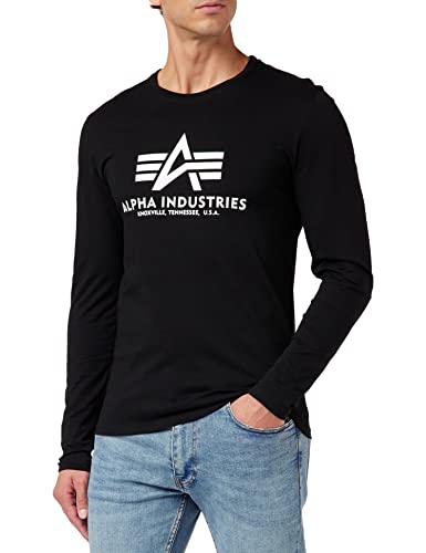 Alpha Industries Herren Basic T-LS Longsleeve T-Shirt, Black, im Sale