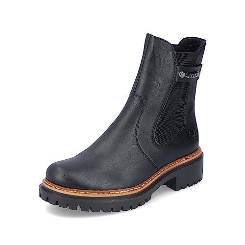 Rieker Damen Chelsea Boots 72690, Frauen Stiefeletten,halbstiefel,Kurzstiefel,uebergangsschuhe,uebergangsstiefel,hoch,schwarz (00),40 EU / 6.5 UK im Sale
