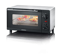 Thumbnail for SEVERIN Mini Baking and Toaster Oven, compact oven including grill rack and baking tray, with top and bottom heat, 800W, 9 L, silver/black, TO 2052 on sale