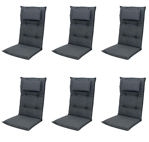 Doppler 6 x 8 cm luxury high-back cushion with headrest 940, plain anthracite