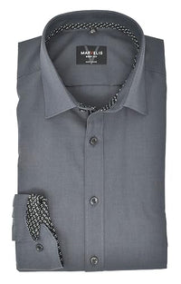Thumbnail for Marvelis Men's Business Shirt Body Fit Kent Collar Long Sleeve Plain Anthracite, Collar Size: 38 on Sale