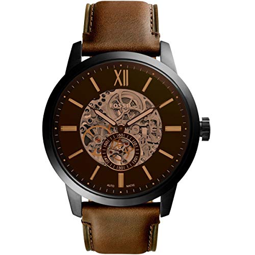 Fossil Townsman uhr für Herren, Automatikuhrwerk mit Edelstahl- oder Lederarmband, Braun, 48 im Sale