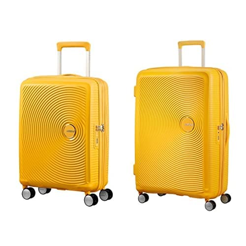 American Tourister Soundbox - Spinner Erweiterbar Handgepäck, 55 cm, 41 L, Gelb (Golden Yellow)+Spinner Erweiterbar Koffer, 77 cm, 110 L, Gelb (Golden Yellow) im Sale
