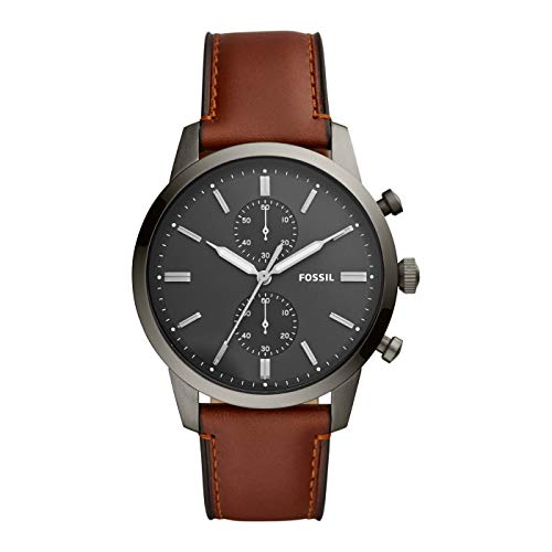 Fossil Townsman uhr für Herren, Chronographenwerk mit Edelstahl- oder Lederarmband, Hellbraun, 44 im Sale