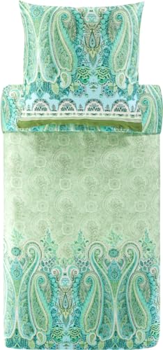 Bassetti MERGELLINA bed linen + 2 pillowcases made of 100% cotton satin in the color Green V1, dimensions: 200x200 cm - 9327423 on sale
