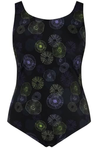 Ulla Popken Damen, Quallen, Schwimmerform, ohne Softcups Badeanzug, Outerspace (Ersatzfarbe), 58 im Sale