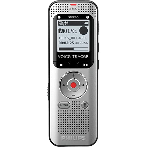 Philips VoiceTracer Audiorecorder DVT2010 - Hochwertige Stereo Mikrofone, MP3/PCM, 8GB, Headset, microSD-Kartensteckplatz, USB, UKW-Radio, Aluminium im Sale