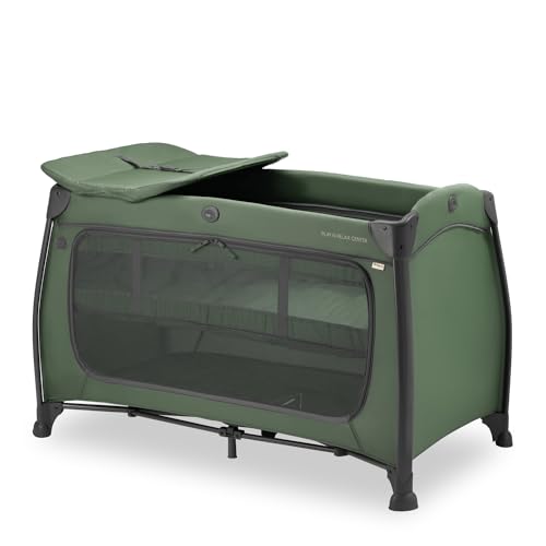 hauck Kinderreisebett Play N Relax Center mit Neugeboreneneinhang, Wickelauflage, Transporttasche,  Schlupf, Klein Zusammenklappbar, Baby Reisebett Kleinkind ab Geburt bis 15 kg (Dark Blue) im Sale