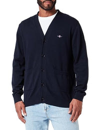 Thumbnail for GANT Herren Classic Cotton V-Cardigan Strickjacke, Evening Blue, Standard im Sale