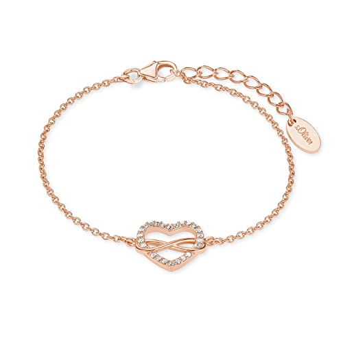 s.Oliver Armband 925 Sterling Silber Damen Armschmuck, mit Zirkonia synth., 17+3 cm, Weiß, Herz, Kommt in Schmuck Geschenk Box, 2020990 im Sale