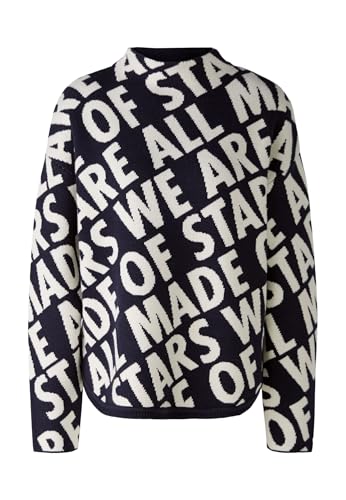 Oui Damen Pullover Viskosemischung lässig geschnitten Wording Freizeit Rundhals Stehkragen Viskosemischung im Sale
