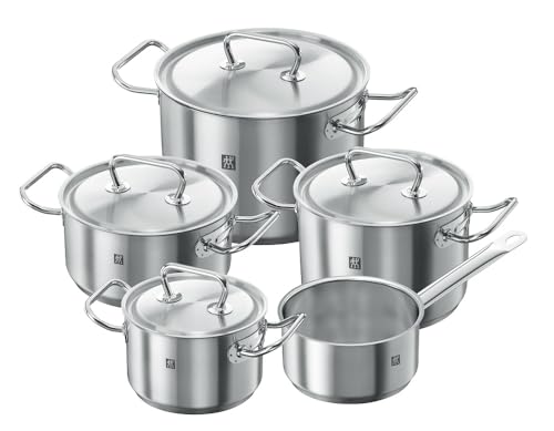 Zwilling 5-piece cooking pot set with 4 lids, suitable for induction cookers, stainless steel, Twin Classic on sale