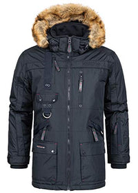Thumbnail for Geographical Norway Chirac Men - Men's Warm Waterproof Parka - Coat Thick Hood Fur Outdoor - Warm Windproof Jacket Winter Outdoor Lining - Jacket Men (Black L) on Sale