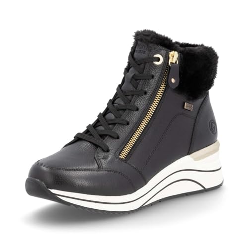 Remonte Women's High-Top Sneaker D0T77, women's low shoes, loose insole, water-repellent, remonteTEX, lace-up ankle boots, street shoes, black (02), 37 EU on sale