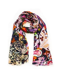 Thumbnail for CODELLO women's fine scarf made of cotton and modal with leopard print on sale
