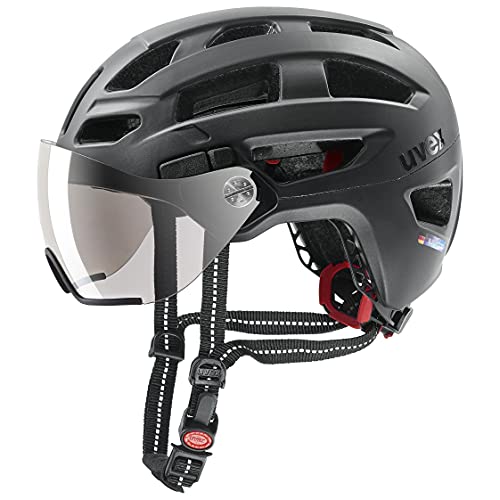 uvex finale visor - safe city helmet for men and women - with visor - incl. LED light - black matt - 56-61 cm on sale