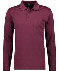 Thumbnail for RAGMAN Herren Softknit-Polo Jacquard, Langarm S, Beere-620 im Sale