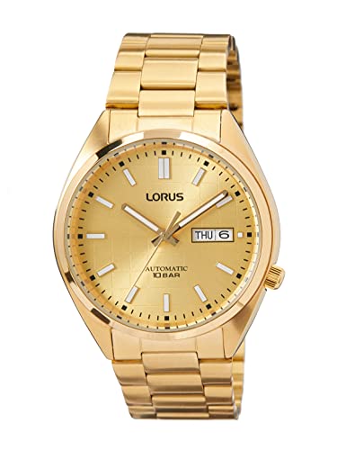 Lorus Herren-Uhr Automatik Goldauflage mit Metallband RL498AX9 im Sale